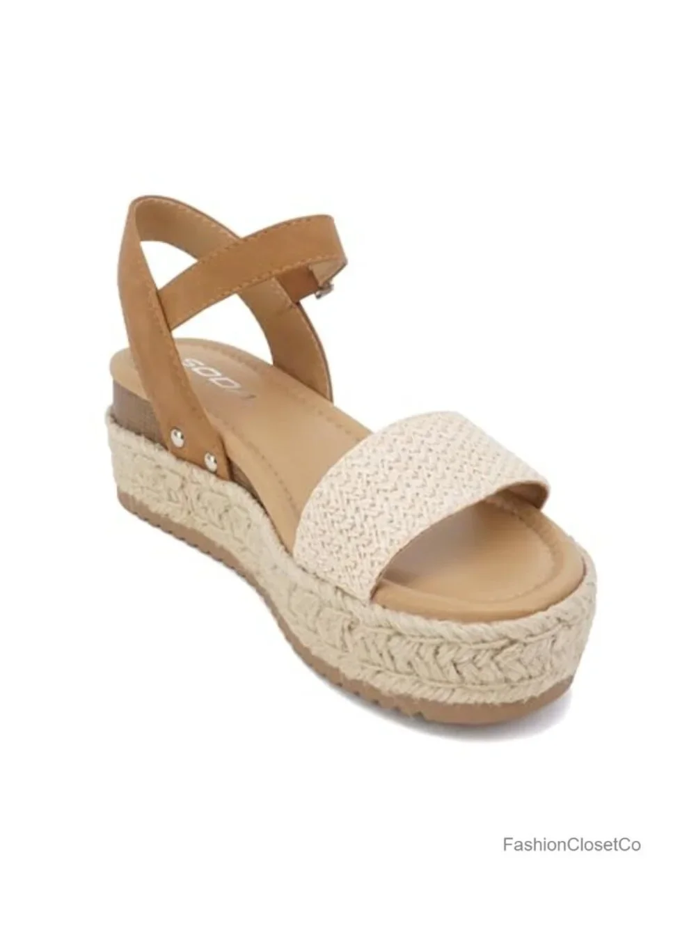 Open Toe Ankle Strap Platform Espadrille Sandal